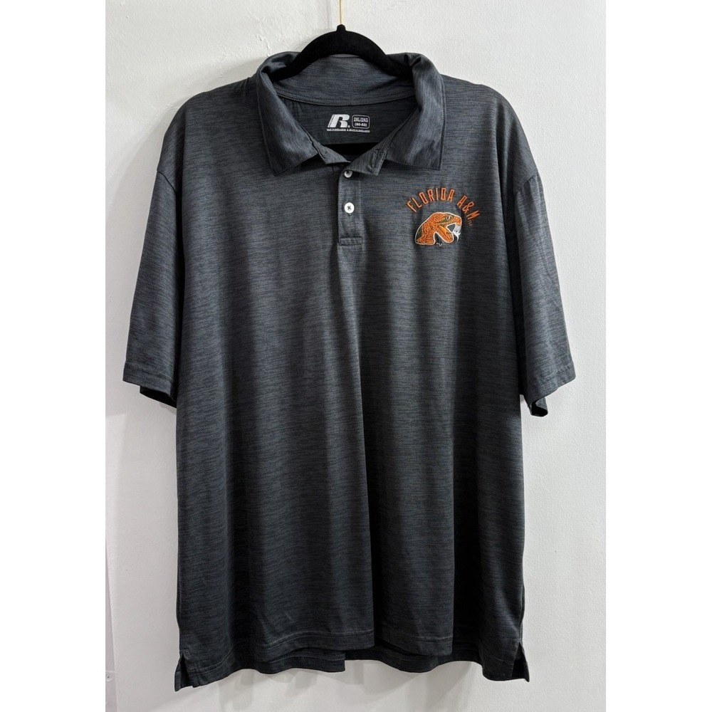 Russell Athletic Florida A&M Rattlers Mens 2XL Gray Polo Shirt FAMU NCAA